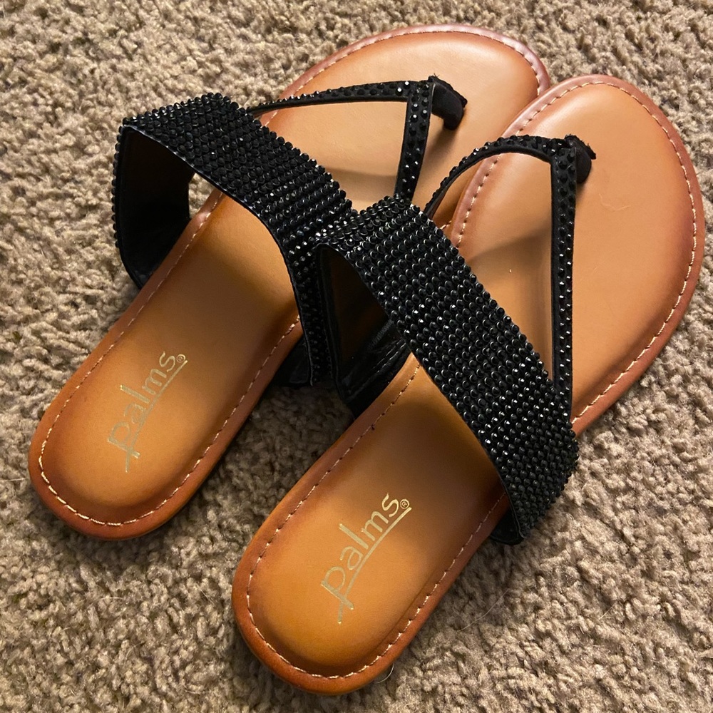 Rhinestone thong sandal palms